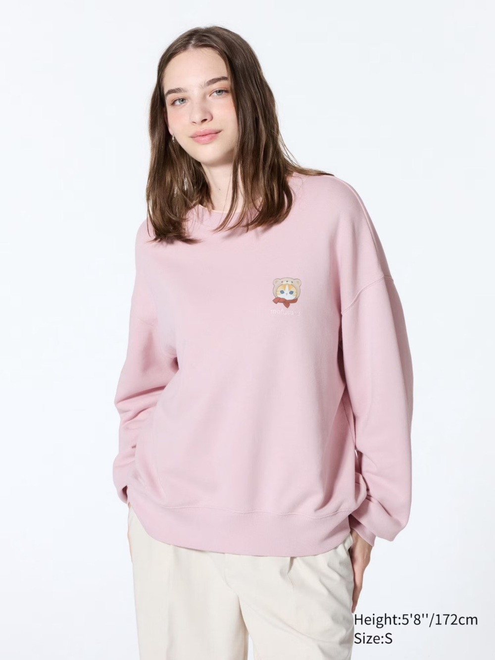 Uniqlo Mofusand Lilac-Pink Crewneck Sweatshirt size Small NWT loose fit - Picture 2 of 12